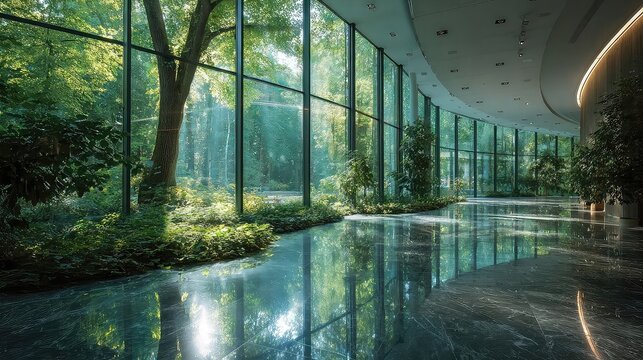 Transparent windows designed for green architecture maximizing natural light, energy efficiency, smart glass technology, and sustainable building design principles.