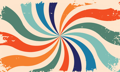 Twisted sunburst vintage background with vector grunge texture
