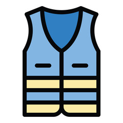 High visibility vest icon flat line style illustration representing safety apparel and visibility enhancement suitable for construction zones road safety and industrial workwear projects