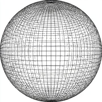 Abstract globe wireframe illustration, digital art, for education, print design