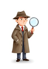 Detective Illustration with Magnifying Glass