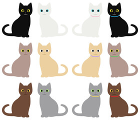 いろんな色のネコ 向かい合わせのノラネコ&飼いネコセット