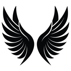Stylized Black Angel Wings graphic symbol