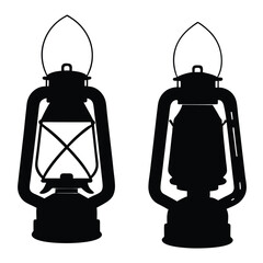 Vintage kerosene lanterns silhouette oil lamp retro