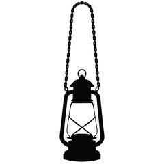 Antique black oil lantern hanging silhouette