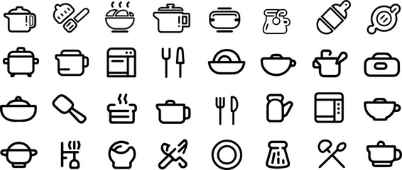 Fototapeta premium Cooking icon set. Cooking and kitchen icon. Linear style. Vector illustration.