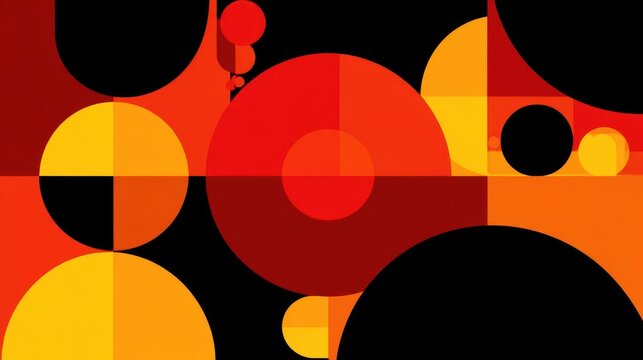 Geometric abstract design with circles and squares.