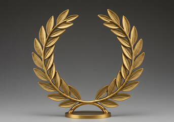 Golden laurel wreath on pedestal