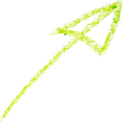 Obraz premium hand drawn arrow with green color crayon on white background