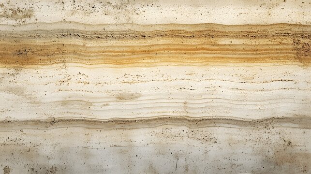 Detailed sedimentary layers showcasing natural geological formations in a soil profile close to the surface.