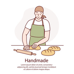 Smiling baker bakery and confectionery products.