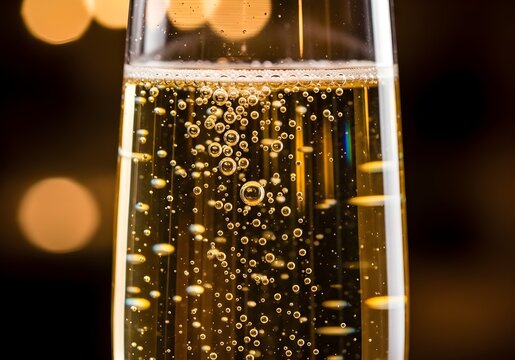 Effervescent Bubbles in Sparkling Wine Macro