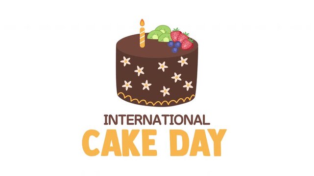 International cake day icon, art video illustration