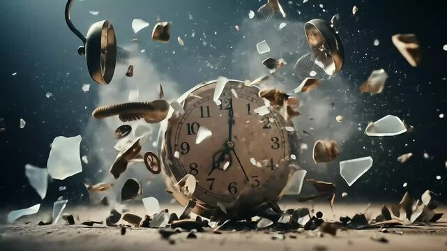 Exploding Alarm Clock: Cinematic Slow Motion of Shattered Time