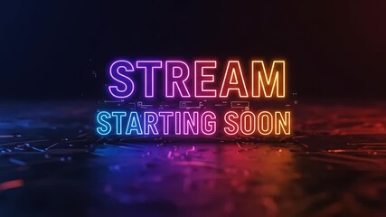 Glowing Neon Stream Starting Soon Digital Landscape - Powered by Adobe