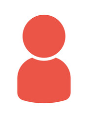 1人の人物のバストアップのシルエットアイコン - シンプルな胸から上の赤い人型のイラスト素材