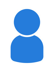 1人の人物のバストアップのシルエットアイコン - シンプルな胸から上の青い人型のイラスト素材