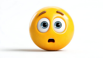 A surprised yellow emoji with big eyes, set against a plain white background, conveying shock