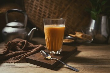 Cha thai ,Thai milk Tea, Traditional Thai tea with sweetened condensed