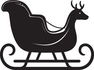 Santa Sleigh Silhouette in Black | Christmas Ride Illustration Vector