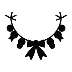 Christmas garland with ribbon vector silhouette  illustration