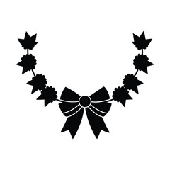 Christmas garland with ribbon vector silhouette  illustration