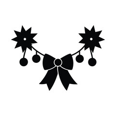 Christmas garland with ribbon vector silhouette  illustration