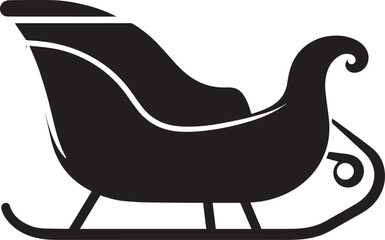 Santa Sleigh Silhouette in Black | Christmas Ride Illustration Vector