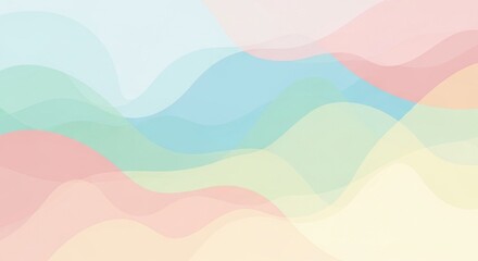 Pastel colored abstract background with wavy shapes overlapping each other, ideal for modern web.