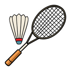 A badminton shuttlecock and racket lie ready for action—lightweight, swift, and precise, perfect for fast-paced rallies and smashing shots on the court.
