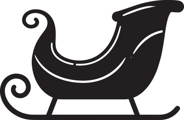 Santa Sleigh Silhouette in Black | Christmas Ride Illustration Vector