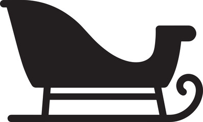 Santa Sleigh Silhouette in Black | Christmas Ride Illustration Vector