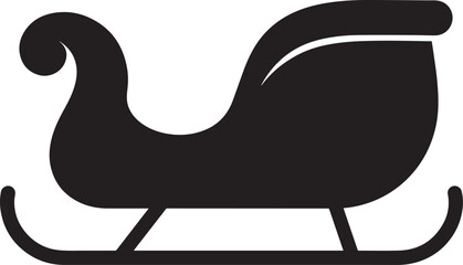 Santa Sleigh Silhouette in Black | Christmas Ride Illustration Vector