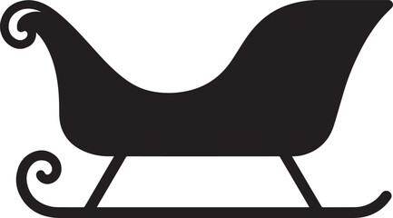 Santa Sleigh Silhouette in Black | Christmas Ride Illustration Vector