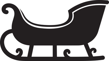 Santa Sleigh Silhouette in Black | Christmas Ride Illustration Vector