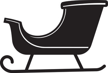 Santa Sleigh Silhouette in Black | Christmas Ride Illustration Vector