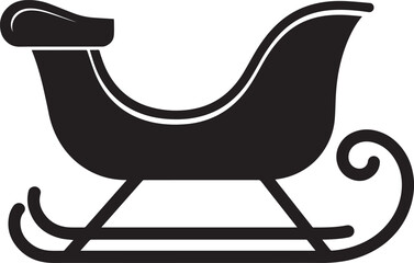 Santa Sleigh Silhouette in Black | Christmas Ride Illustration Vector
