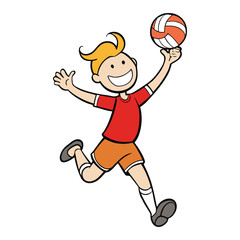 A volleyball player leaps high into the air, arms extended, ready to spike the ball with power and precision—capturing the intensity and agility of the game in motion.
