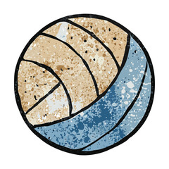 Grungy volleyball icon with bold, distressed textures and rough edges. It blends sporty energy with urban style, perfect for edgy designs or athletic streetwear themes.
