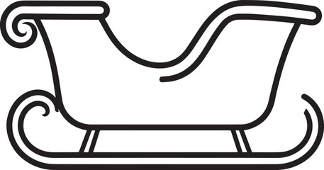 Santa Sleigh Silhouette in Black | Christmas Ride Illustration Vector