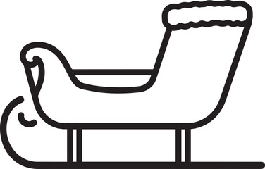 Santa Sleigh Silhouette in Black | Christmas Ride Illustration Vector