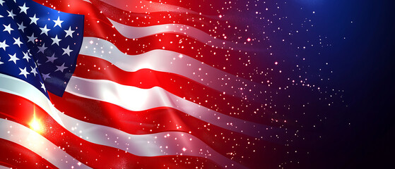 american flag banner with copy space veterans day background