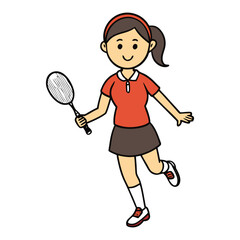 A young woman badminton player stands poised with focus, ready to strike. Her athletic form, swift motion, and fierce energy reflect passion and precision on the court.
