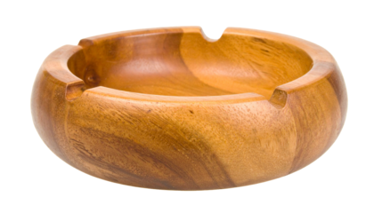 Close up of Wooden Cigarette Ashtray, Isolated on Transparent Background