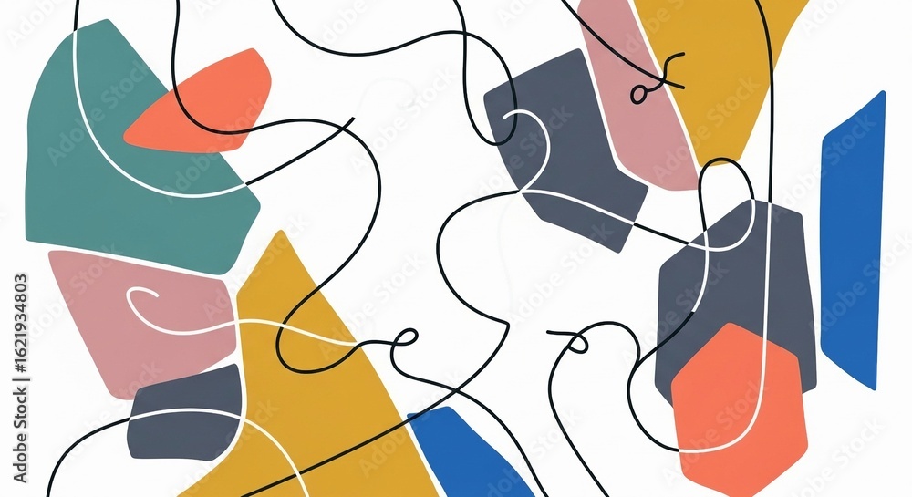 Poster abstract geometric shapes and lines with a modern design style create a vibrant and artistic illustr