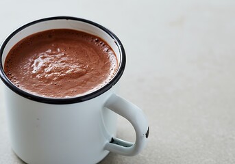Cozy Hot Chocolate in Enamel Mug, Top View