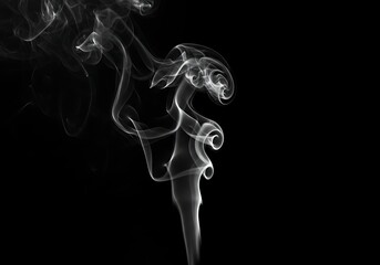 Elegant White Smoke Swirls on Black Background