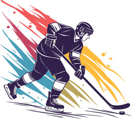 Obraz premium Hockey player action dynamic colorful vector