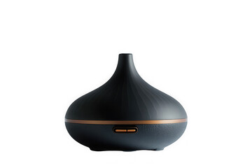 Sleek black aroma diffuser humidifier with copper accent for essential oils, home fragrance, and wellness, isolated on transparent background