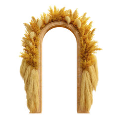 boho rustic arch of pampas and dry foliage in high-resolution isolated on transparent background